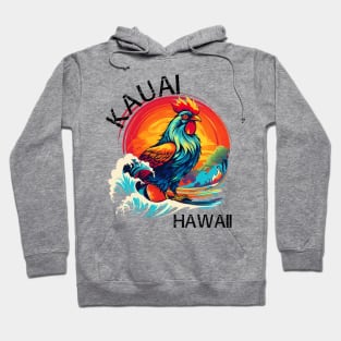 Kauai Hawaii - Rooster (with Black Lettering) Hoodie